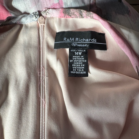 R & M Richard’s Watercolor Floral Sleeveless Maxi Dress Pink/gray EUC  Size 14W - Picture 8 of 12